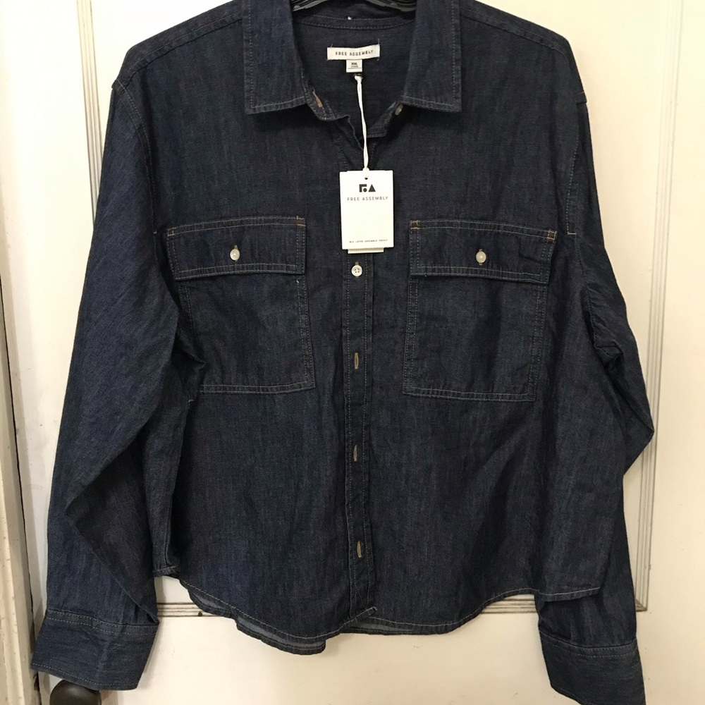 NWT XXL Size 20 Denim Button Down Shirt